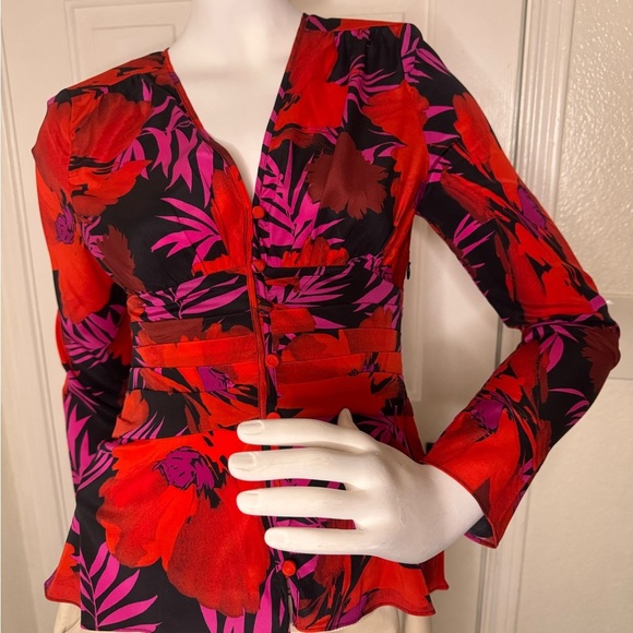 Floral Red and Pink Women's Top - Picture 3 of 16